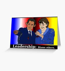 Sarkozy et Merkel - doigts pointés Greeting Card
