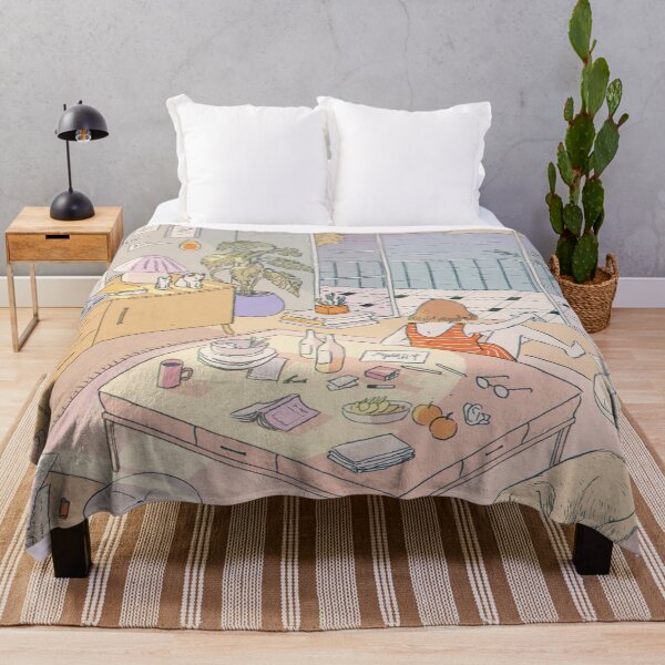 Item preview, Girl relaxing in apartment with dog and balcony open to the sea and fresh breeze designed and sold by MindChirp.