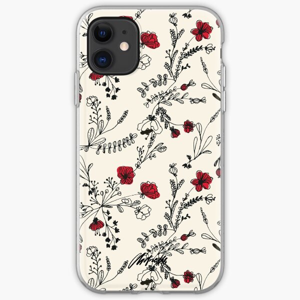 Red Flower Pattern iPhone Soft Case