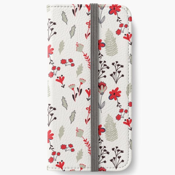 Red Vintage Floral Pattern iPhone Wallet