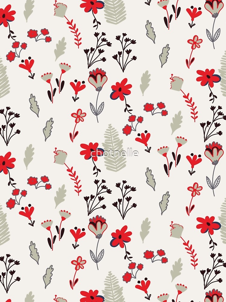 Red Vintage Floral Pattern by chotnelle