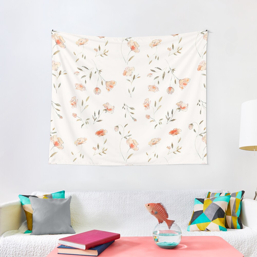 Watercolor Floral Pattern Tapestry