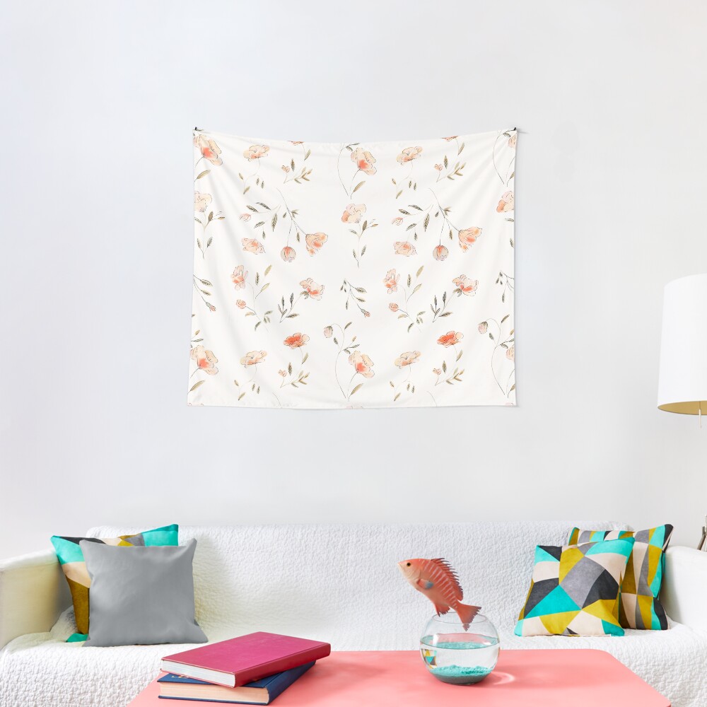 Watercolor Floral Pattern Tapestry