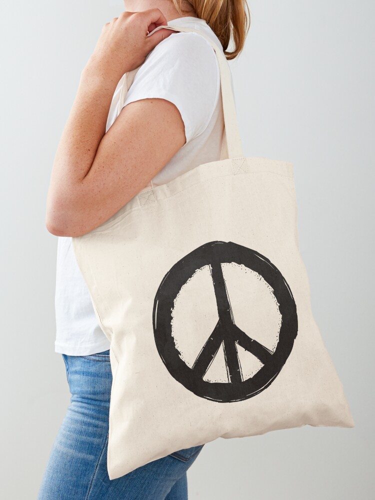 Boho Peace Sign Rust Color Hippie MCM Tote Bag 