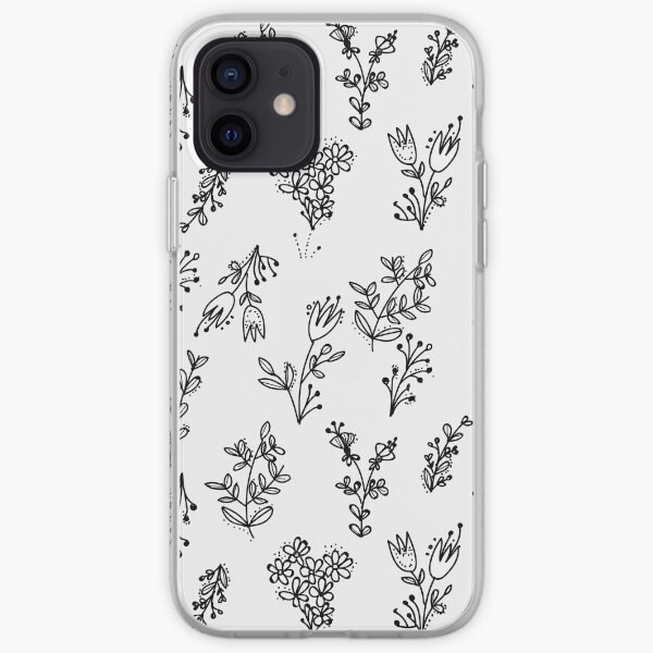 White Floral Pattern iPhone Soft Case