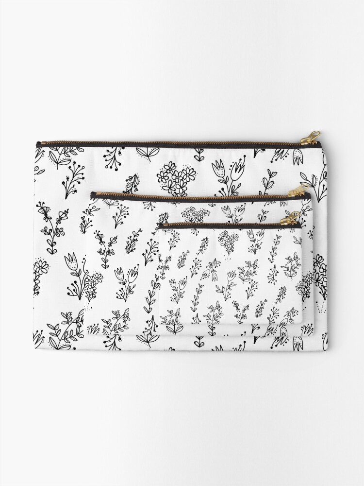 Alternate view of White Floral Pattern Zipper Pouch