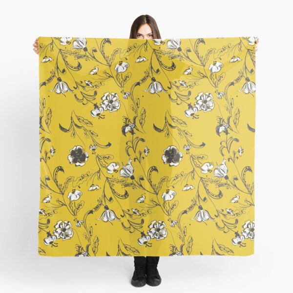 Yellow Floral Pattern Scarf