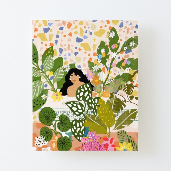 Bathing with Plants Canvas Mounted Print