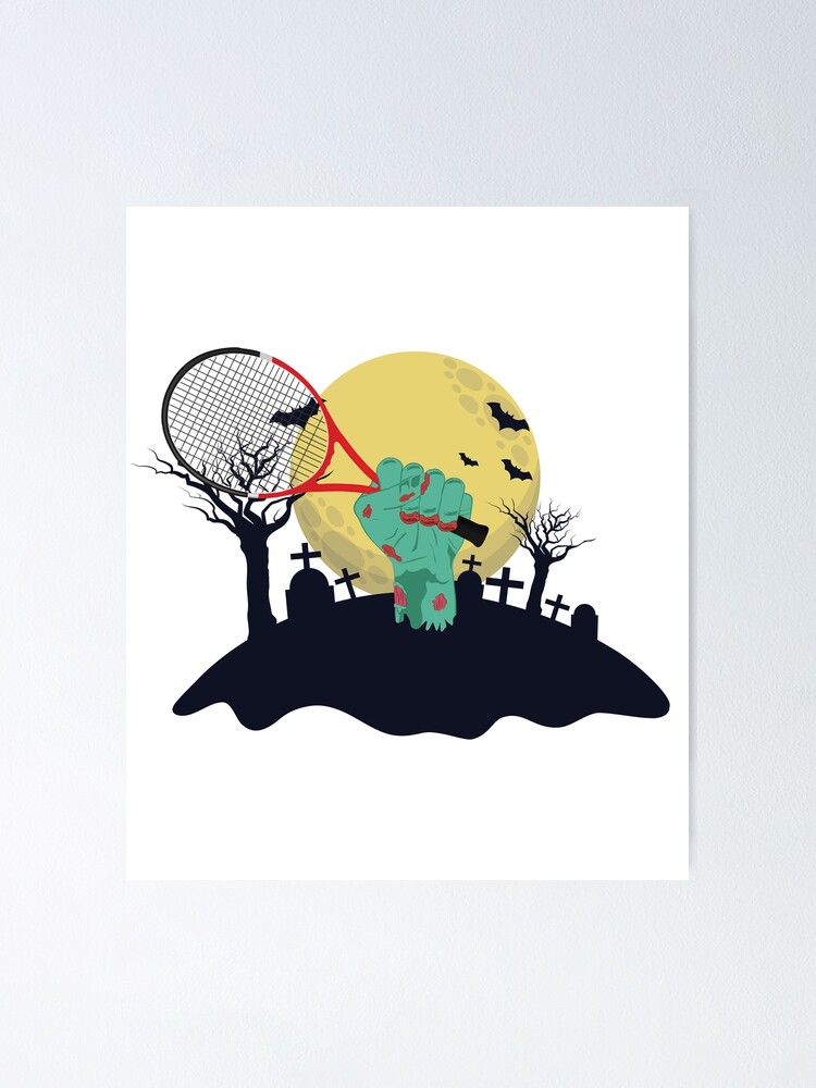 Estresante deshonesto loto Póster «Mano de zombi con raqueta de tenis Diseño divertido de disfraz de  Halloween» de jakehughes2015 | Redbubble