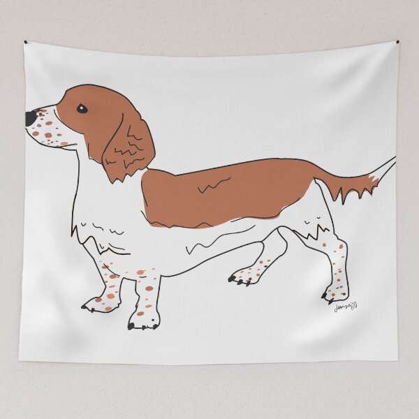 Item preview, Longhaired Red Piebald Dachshund designed and sold by jamisundesigns.