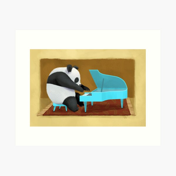 Panda Plays Piano Art Print