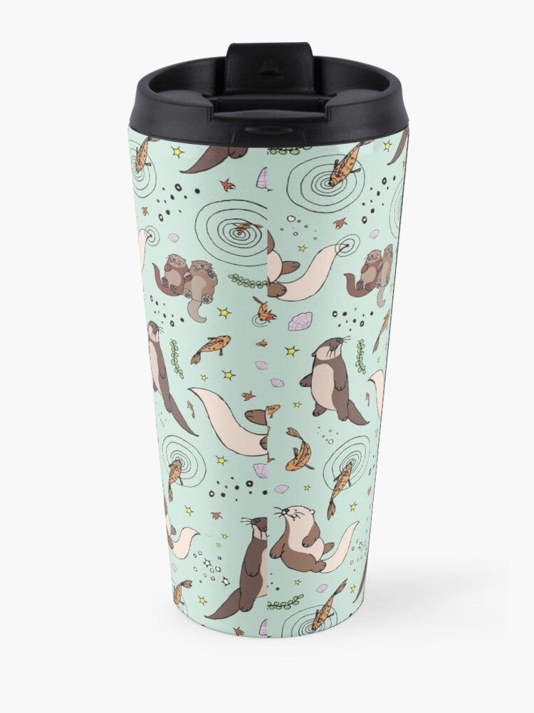 Alternate view of Otters in Blue Travel Coffee Mug