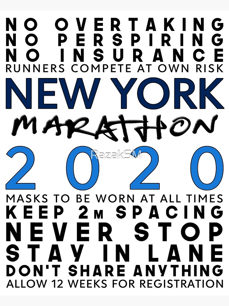 "New York Marathon 2020" Poster by RazakSM Redbubble
