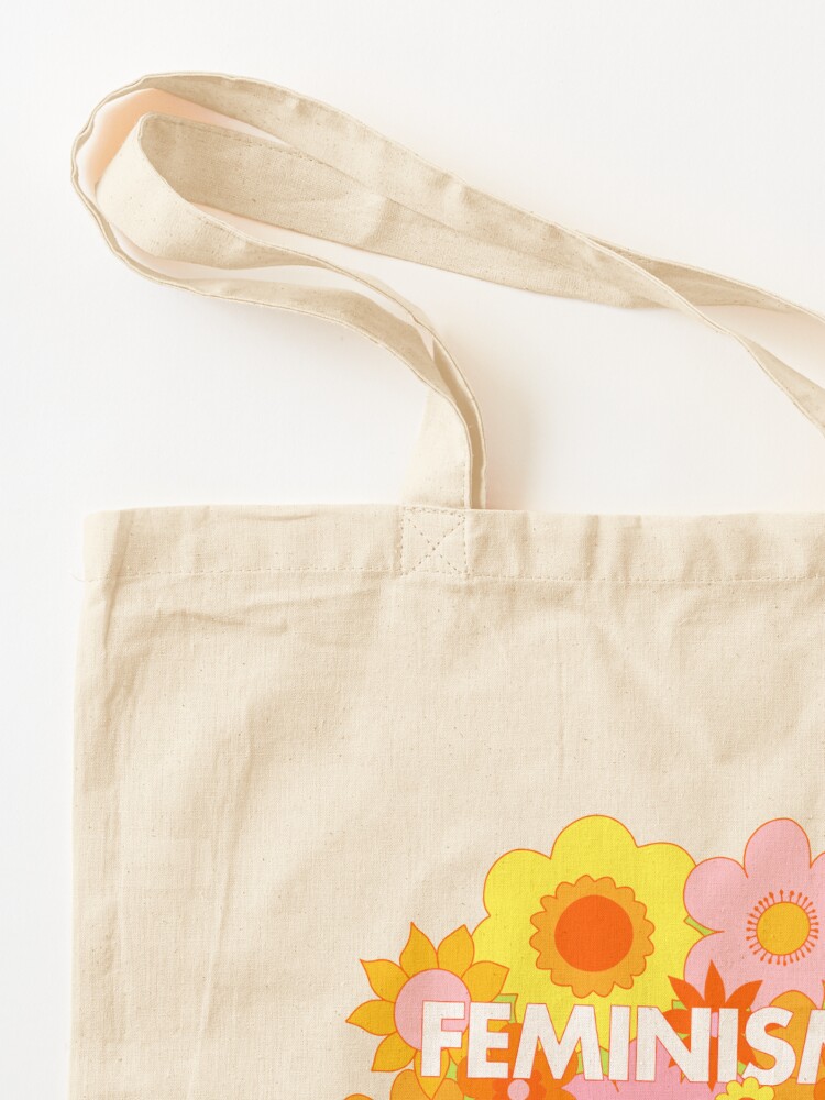Alternate view of Feminism Is For Everyone Groovy Floral Print - The Peach Fuzz Tote Bag