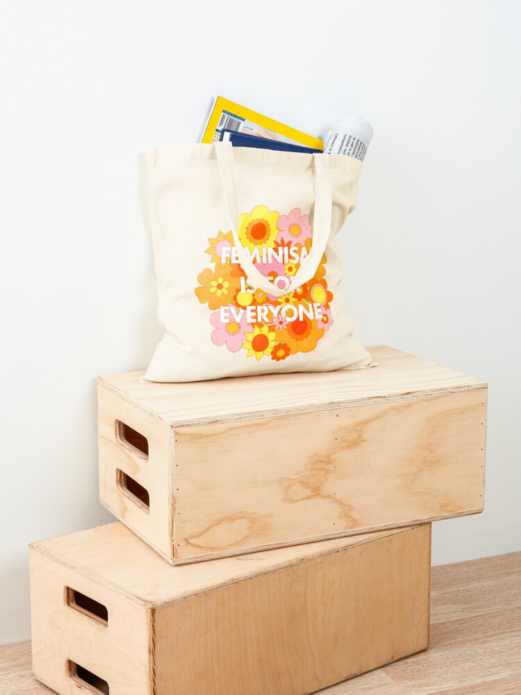 Alternate view of Feminism Is For Everyone Groovy Floral Print - The Peach Fuzz Tote Bag