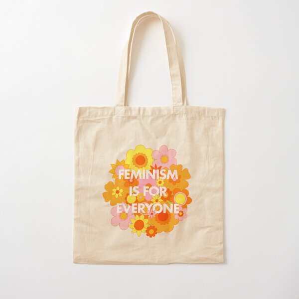Feminism Is For Everyone Groovy Floral Print - The Peach Fuzz Cotton Tote Bag