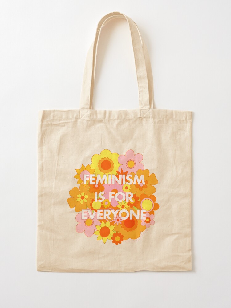 Alternate view of Feminism Is For Everyone Groovy Floral Print - The Peach Fuzz Tote Bag