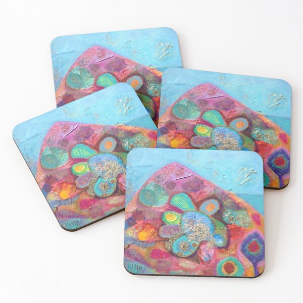 Item preview, Flower Mountain, in turquoise, blue and pink designed and sold by Claire Cooper-Walsh.