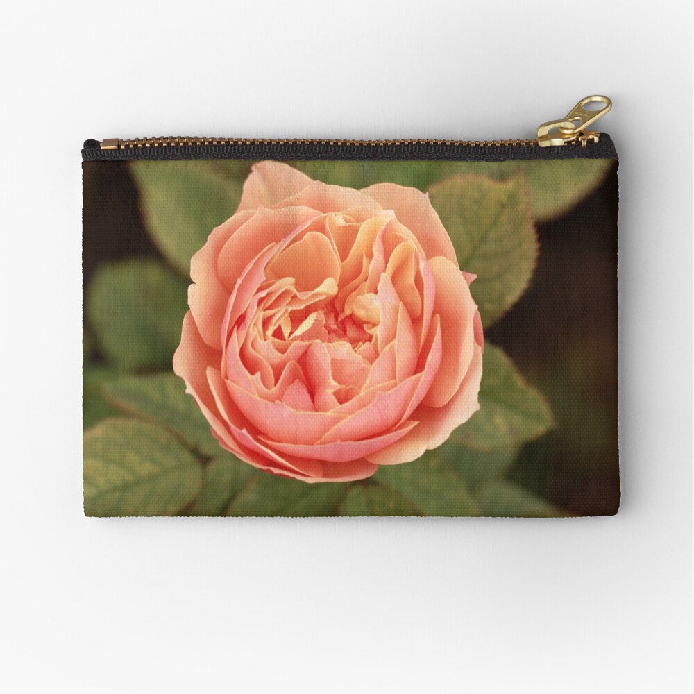 Coral Rose Zipper Pouch