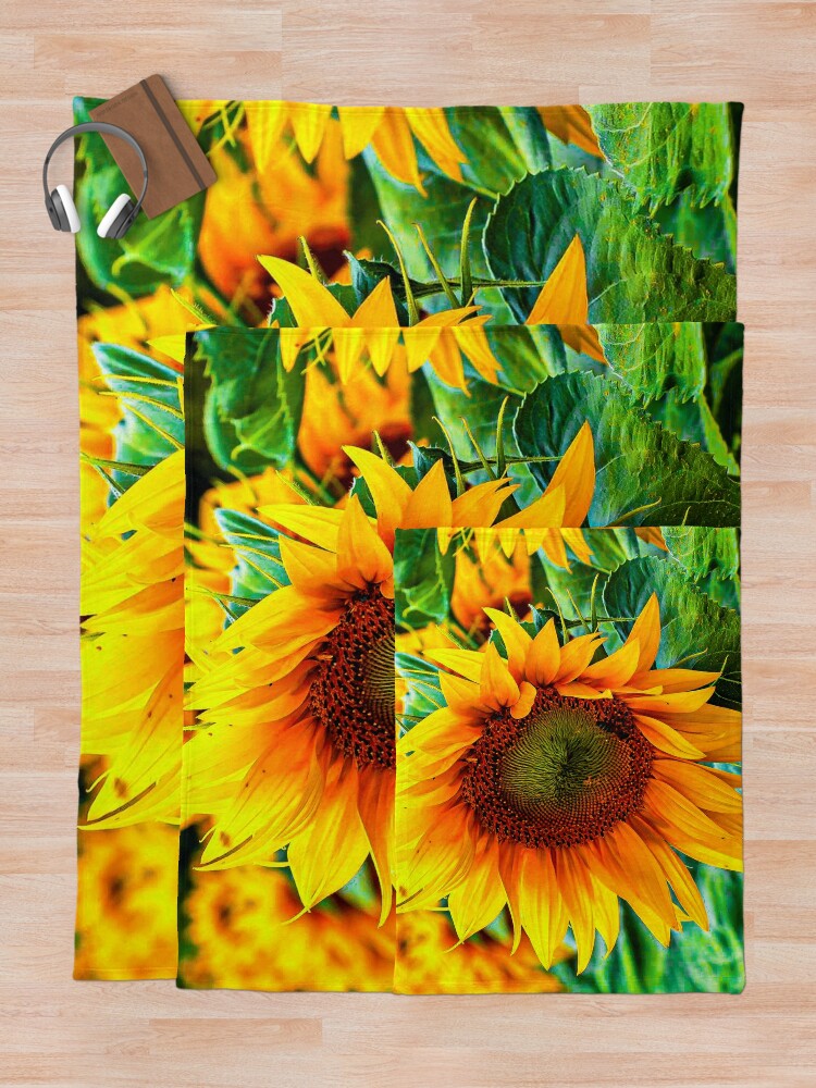 Alternate view of yellow flower blooming sunflower Throw Blanket