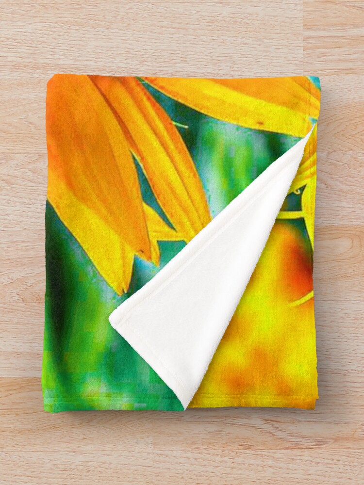 Alternate view of yellow flower blooming sunflower Throw Blanket