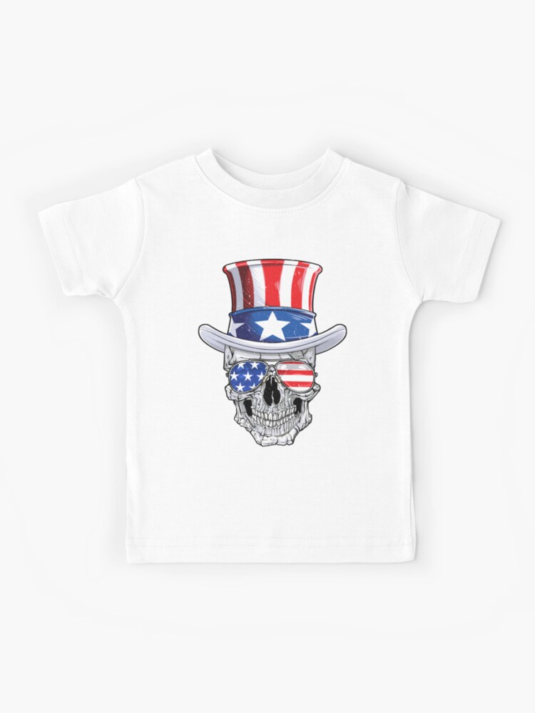 Kids Funny 4th July T Shirt Patriotic Baseball Shirt Uncle Sam Hat