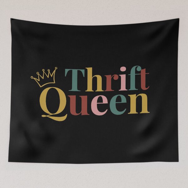 Item preview, "THRIFT QUEEN" for thrifter ( Colorful Rainbow with dark background ) designed and sold by bohovibes.