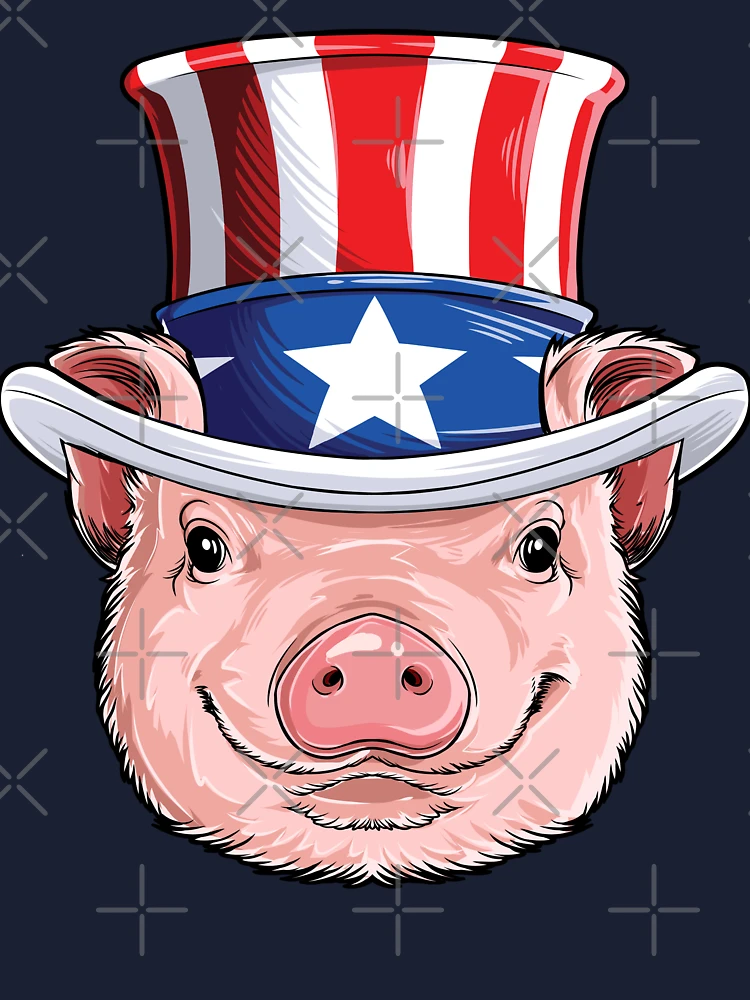 Pig American Flag Hat Patriotic 4th Of July Shirt' Men's T-Shirt