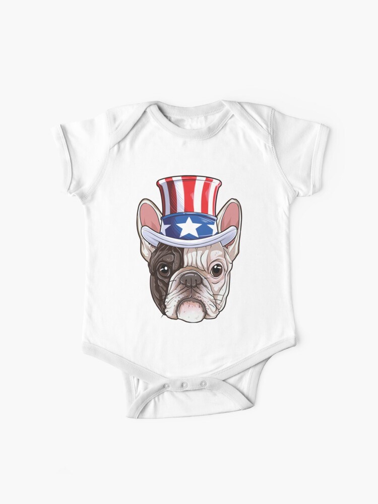 Body Para Bebe Bulldog Frances Tio Sam Camiseta 4 De Julio Perro Bandera Americana De Liquegifts Redbubble