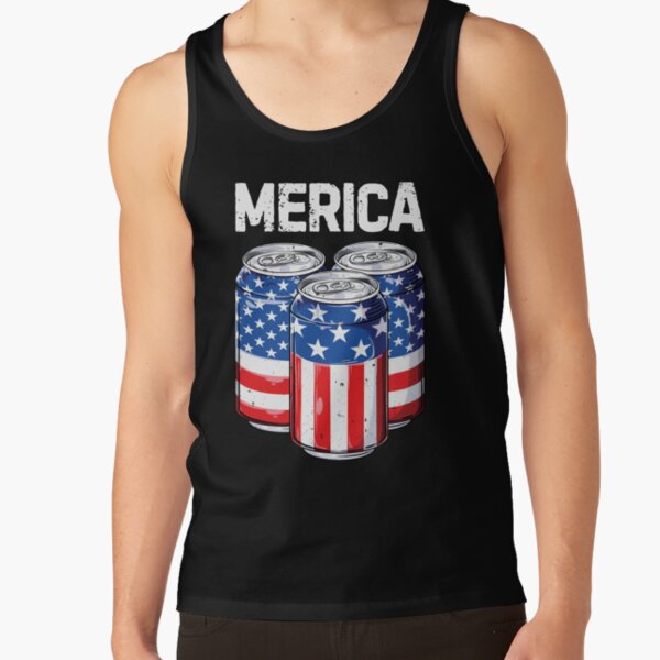 Women 4th July Sleeveless Vest Funny Graphic Top Merica American Flag Beer Racerback Tank Top