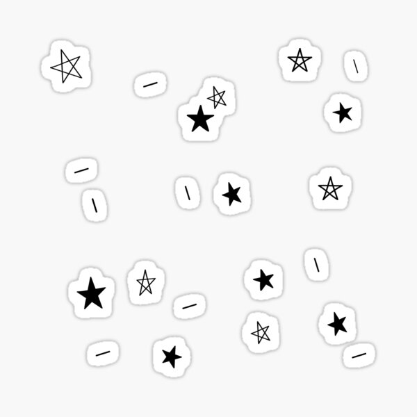 Black and White Magic Starry Night Doodle Pattern Sticker