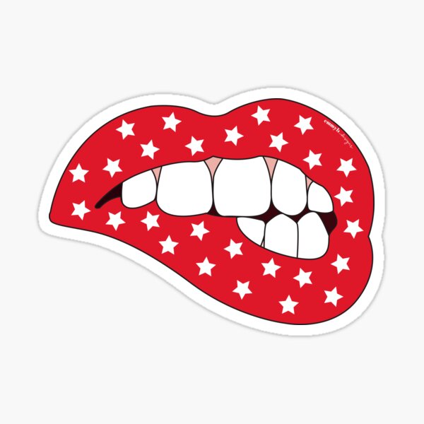 Red &amp;amp; White Star Lip Bite Sticker