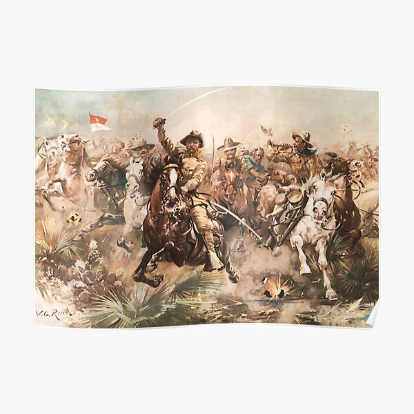 Art Military Horse The Rough Riders by Mort Kunstler Santiago Cuba Postcard 