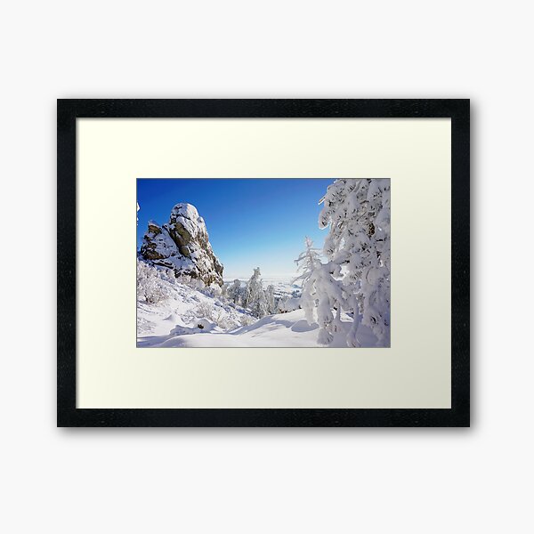 Big Rock in Winter Framed Art Print
