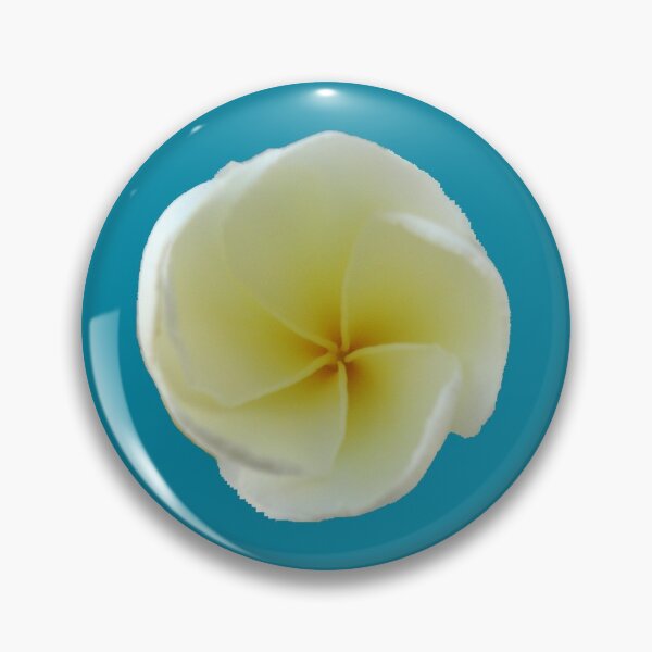 Item preview, Frangipani Bud - White and Yellow on Blue designed and sold by STHogan.