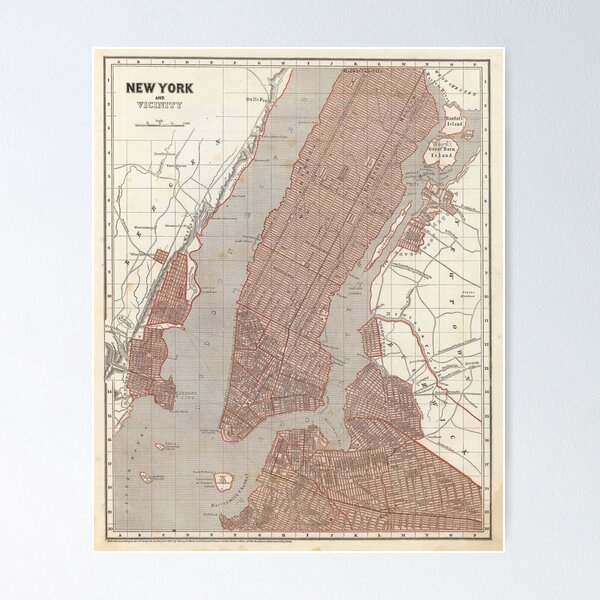 Item preview, Vintage Map of New York City (1845) 2 designed and sold by BravuraMedia.
