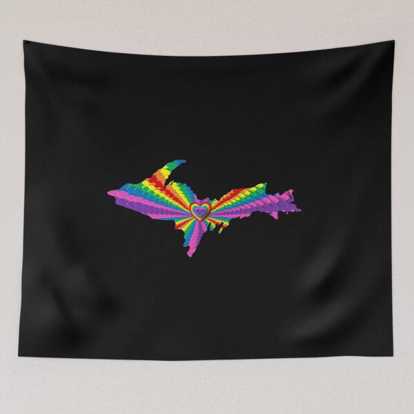 Item preview, UP Upper Peninsula Rainbow Hearts Graphic Yooper Strong 906 designed and sold by Destinations Souvenirs.