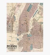 Lámina fotográfica Vintage Map of New York City (1867)