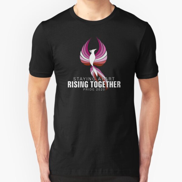 Pink Lesbian Staying Apart Rising Together Pride 2020 Phoenix Slim Fit T-Shirt