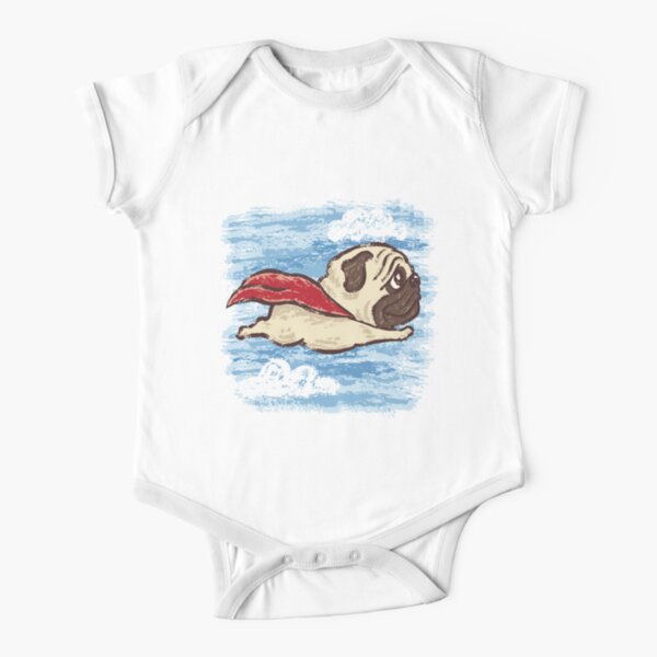 Flying Pug Short Sleeve Baby One-Piece