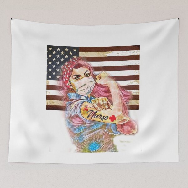 Artikelvorschau, Amerikanische Flagge Krankenschwester - 2020 starkes kraftvolles Frauen-Helden-T-Shirt entworfen und verkauft von SithJedi.