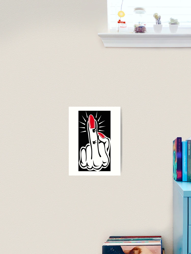 Kunstdruck mit 84 Mittelfinger Stinkefinger rote Nägel Symbol