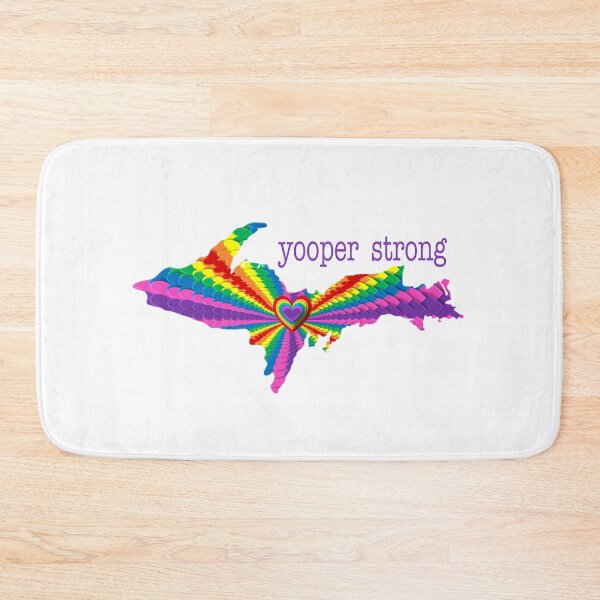 Item preview, UP Upper Peninsula Rainbow Hearts Graphic Yooper Strong 906 designed and sold by Destinations Souvenirs.
