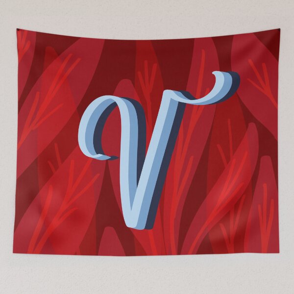 Item preview, V- creative monogram scripted lettering of letter v designed and sold by Ilze Lucero.