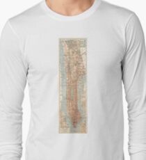Camiseta de manga larga Vintage Map of New York City (1894)