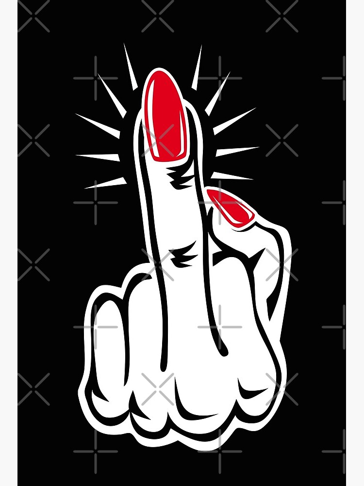 Galeriedruck mit 84 Mittelfinger Stinkefinger rote Nägel Symbol