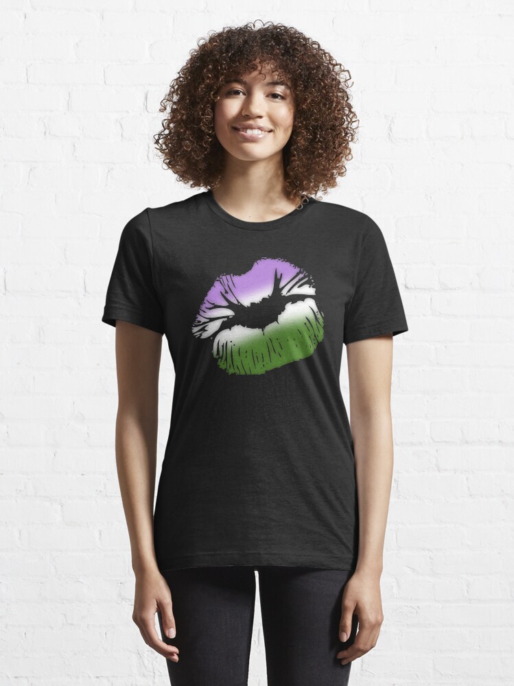 Alternate view of Genderqueer Pride Big Kissing Lips Essential T-Shirt