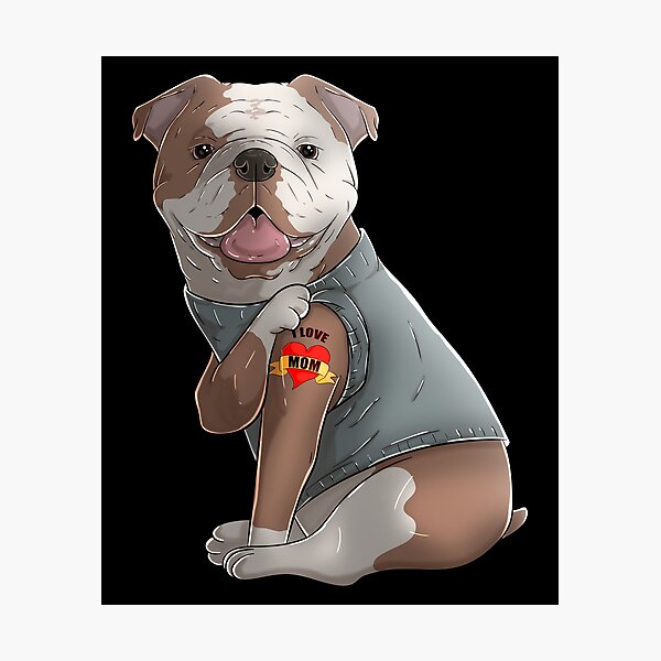 Artikel-Vorschau von Englische Bulldogge Ich liebe Mutter Tattoo Muttertag Lustiger Hundeliebhaber, designt und verkauft von fatamyfan1.
