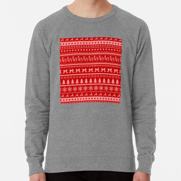 Red and Pink Ugly Christmas Sweater Pattern Festive Print