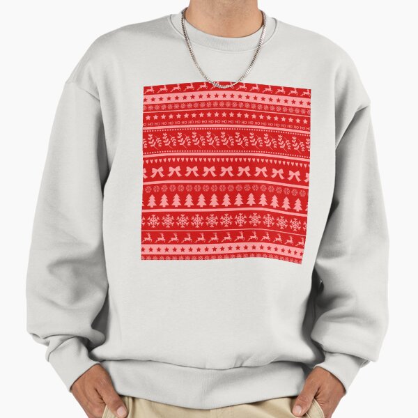 Red and Pink Ugly Christmas Sweater Pattern Festive Print